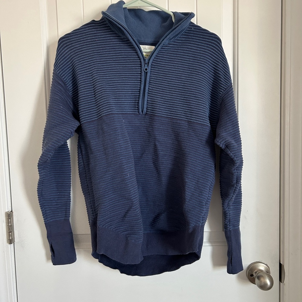 Blue Striped Half-Zip Sweater